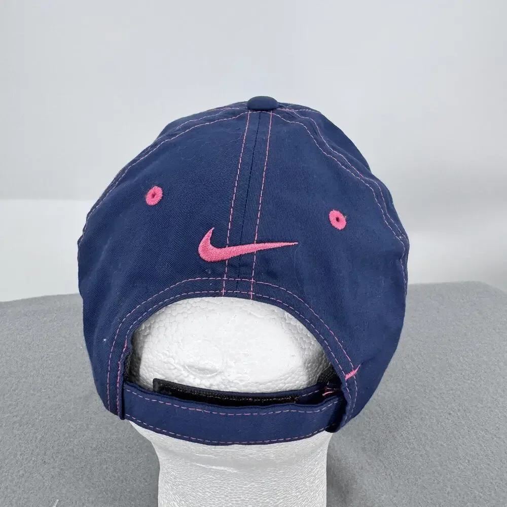 Nike Golf Hat Cap‎ Strap Back Womens One Size Navy Blue Pink Swoosh Embroidered